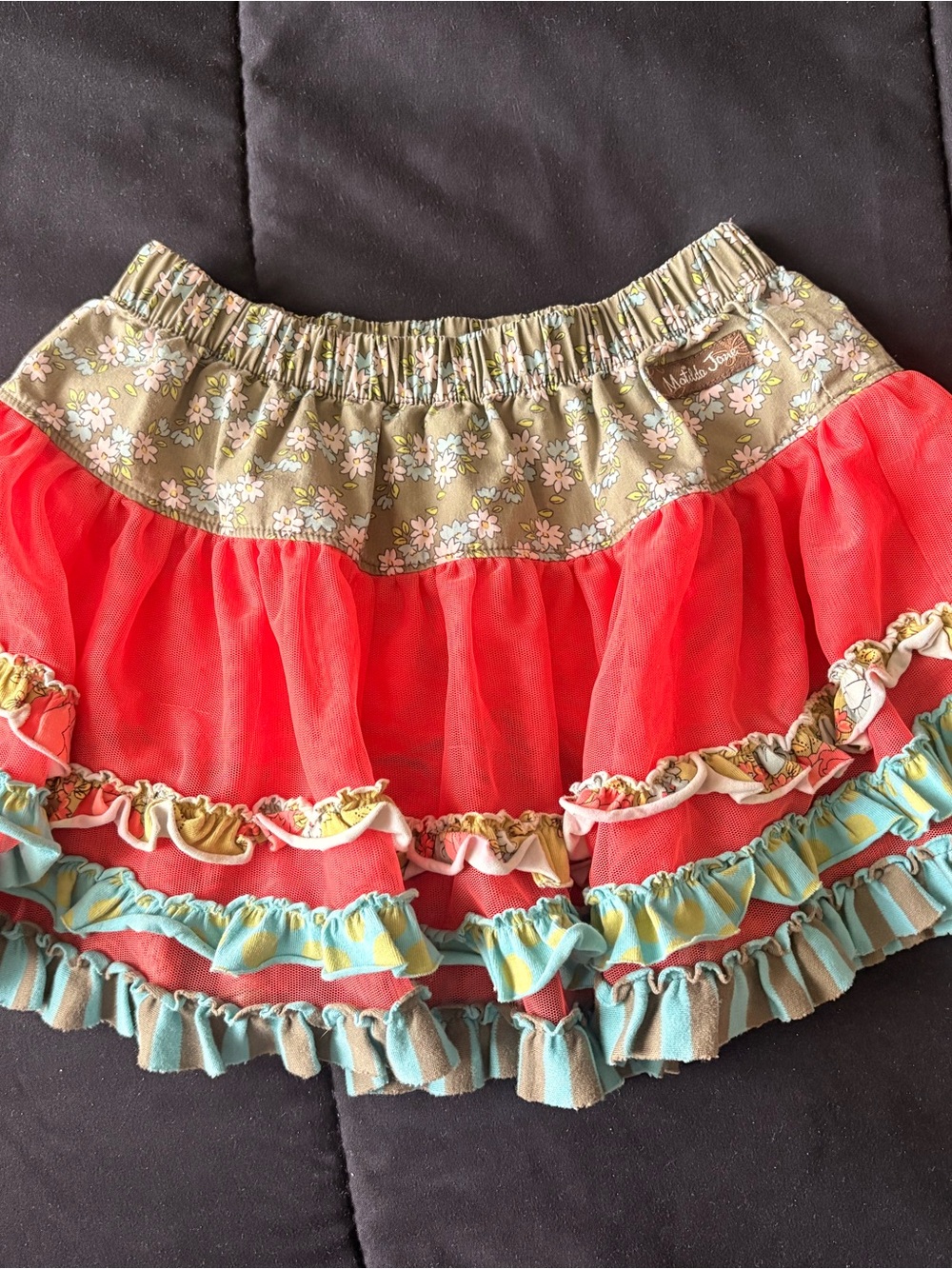 Matilda Jane Coral, Aqua & Olive Tiered Ruffle Skirt
